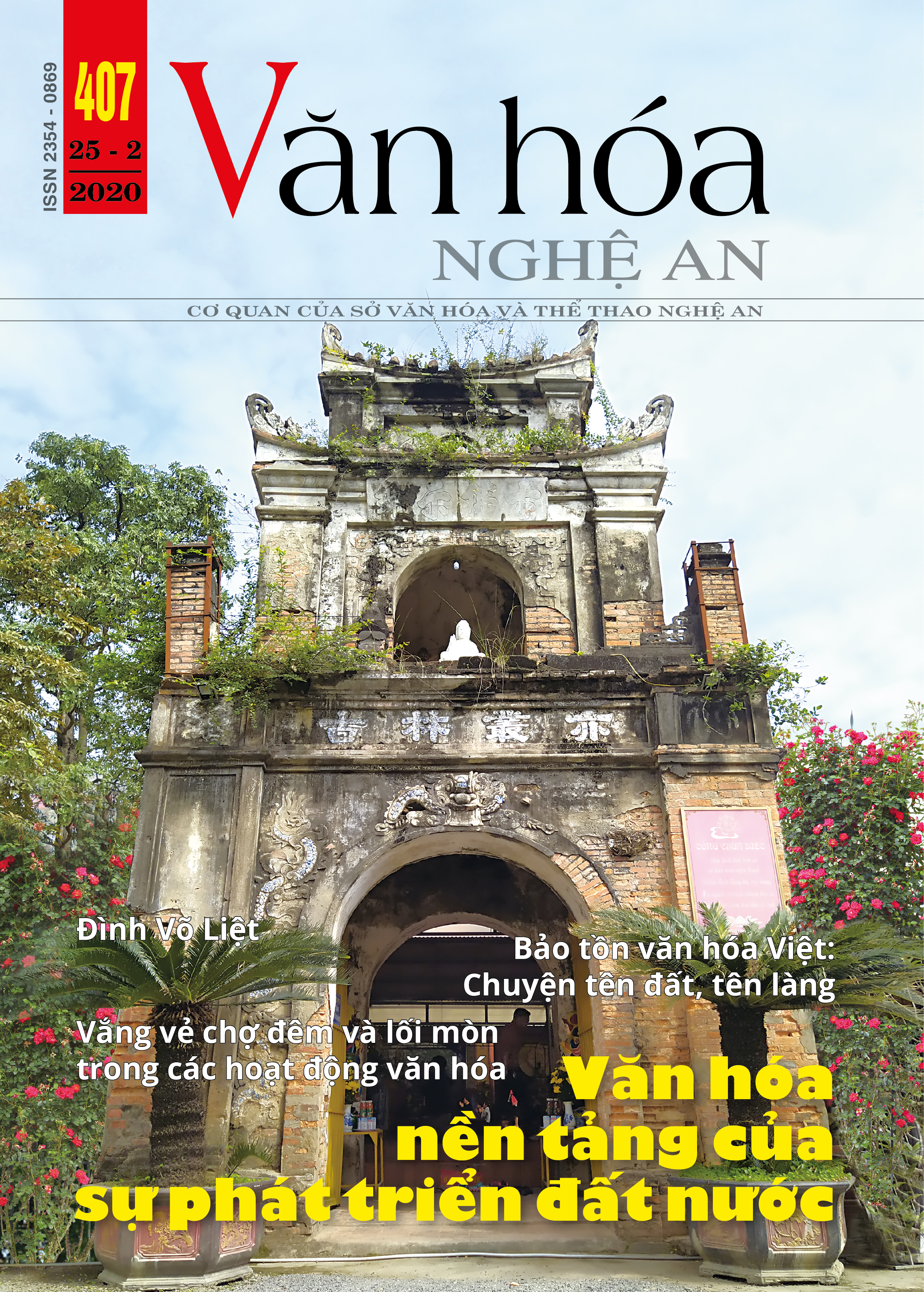 Tạp chí Văn hóa Nghệ An Mục lục số 407 năm 2020